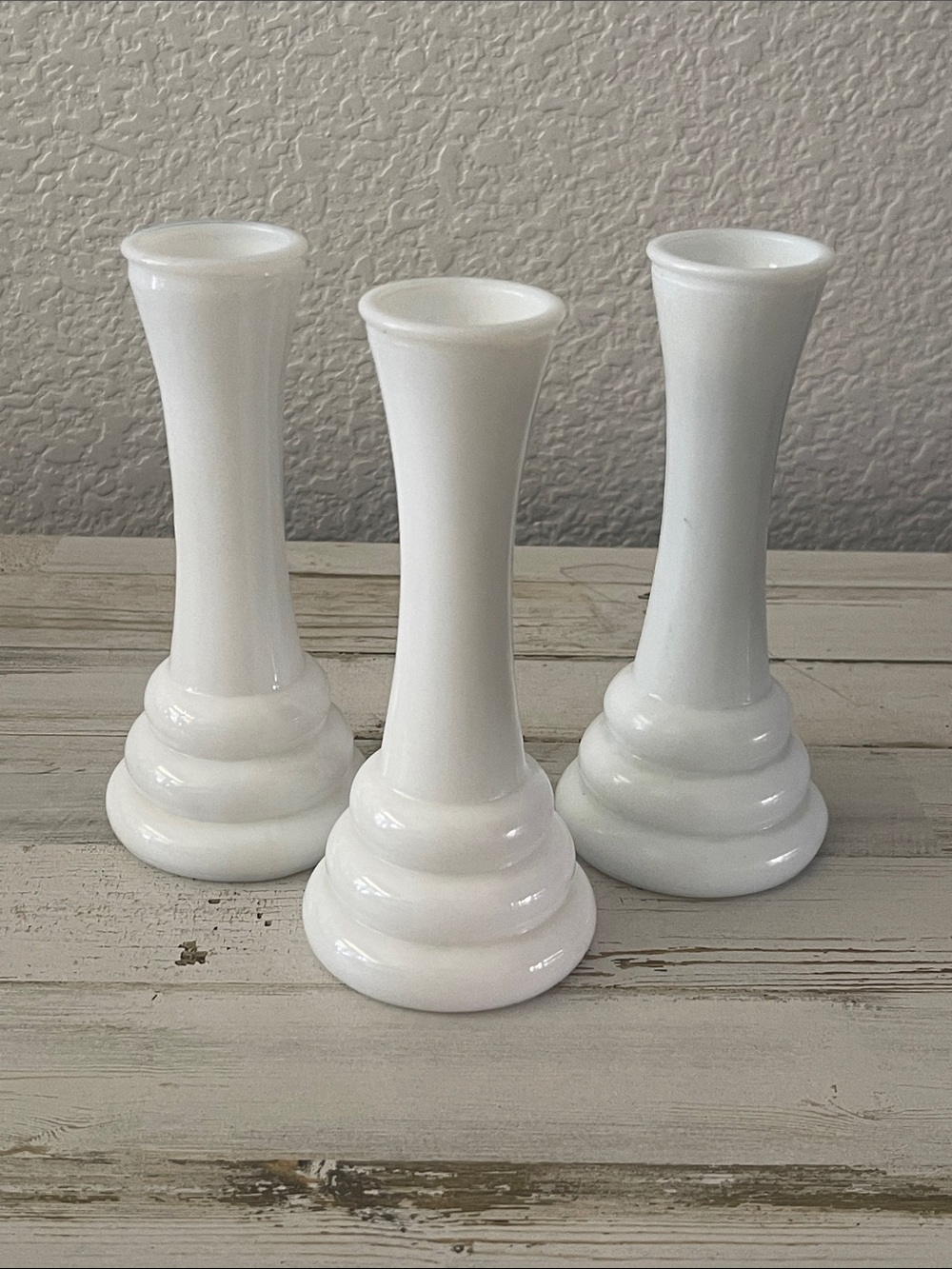 Vintage White Milk Glass Bud Vase Set of 3